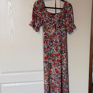 QED London One-Shoulder Floral Maxi Dress in Red, Purple, Green, Orange